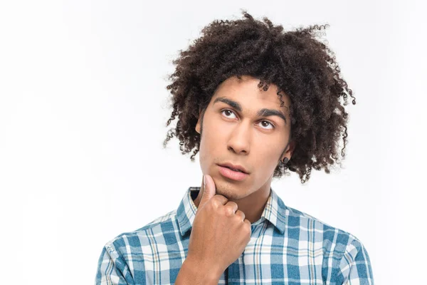 Pensive afro american man looking up — Stock Photo, Image