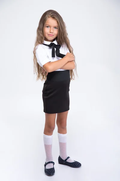 Full length portrait of a happy little school girl — Stock Photo, Image