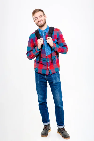 Full length portrait of a smiling male student — Stockfoto