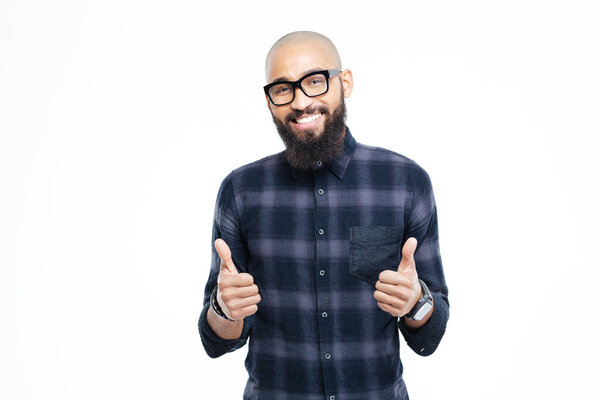 Happy afro american man showing thumbs up