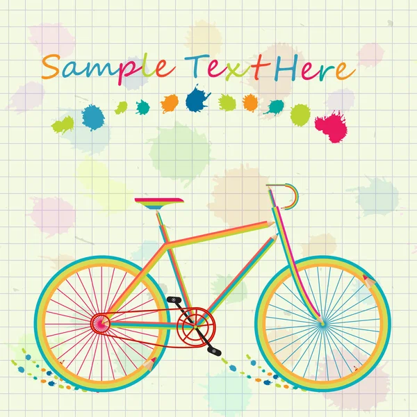 Happy birthday card, invitation, postcard with bike made of penc — Stock Vector
