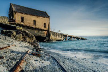 Terk edilmiş tekne dock kertenkele Point, Cornwall, İngiltere