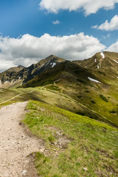 Tourist trekking trial in Tatra mountains — Stock Photo, Image