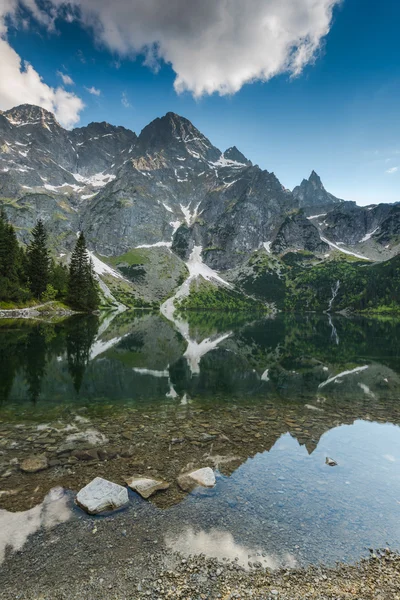 在波兰 Morskie Oko 湖的日落 — 图库照片