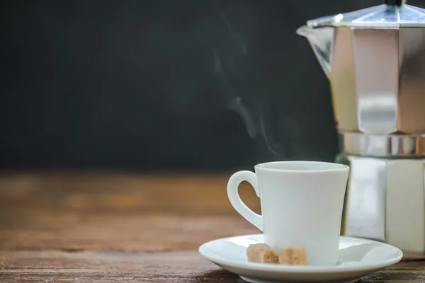 Koffie in de ochtend, kopie ruimte achtergrond — Stockfoto