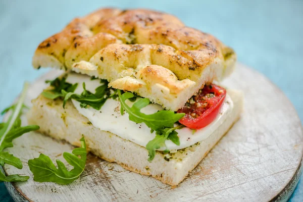 Моцарелла и сэндвич с помидорами — стоковое фото