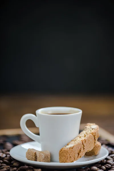 Morning coffee shot on board — Stock Photo, Image