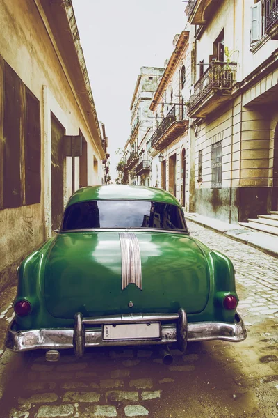 Oude Amerikaanse Park Auto Straat Havana Cuba Vintage Effect Foto — Stockfoto