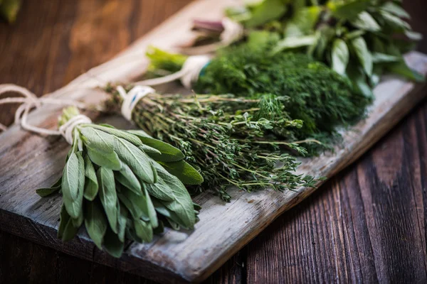 Basil,sage,dill,and thyme herbs — Stock Photo, Image