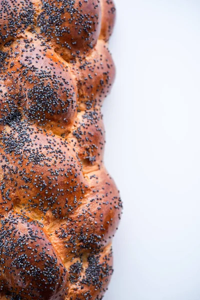 Challah Bröd Med Blue Poppy Seed Närbild Visa — Stockfoto