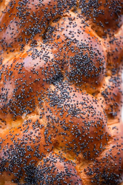 Challah Bröd Med Blue Poppy Seed Närbild Visa — Stockfoto