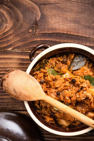 Hunter Stew Bigos Polish Traditional Sauerkraut Cabbage Dish — Stock Photo, Image