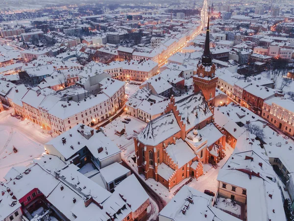 Tarnow Cityscape Old Town Lesser Poland Aerial Drone View Winter — Stock Photo, Image