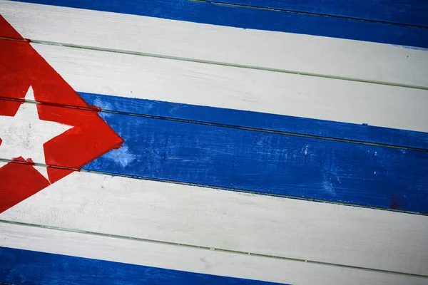 Bandeira Nacional Cubana Pintada Madeira — Fotografia de Stock