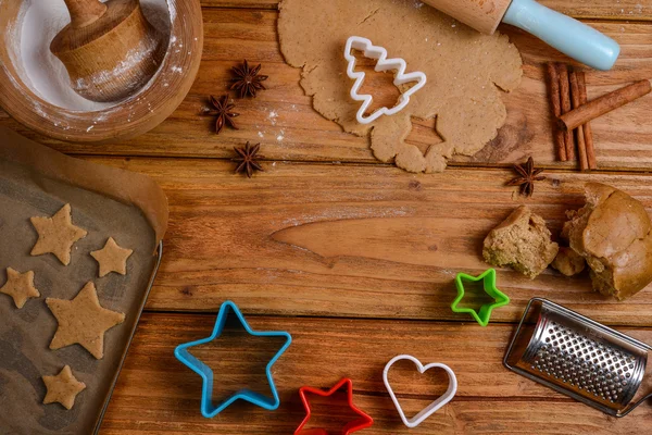 Making Variety Christmas Cookies Table — Stock Photo, Image
