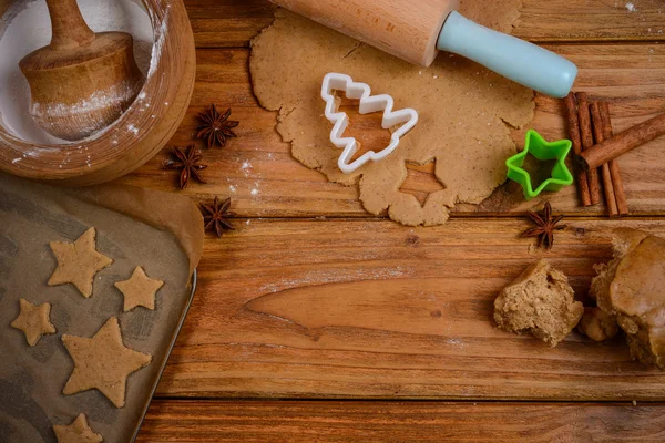 Preparazione Biscotti Festivi Pan Zenzero — Foto Stock