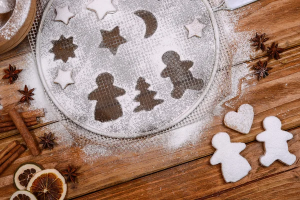 Christmas cookies in funny scene — Stock Photo, Image