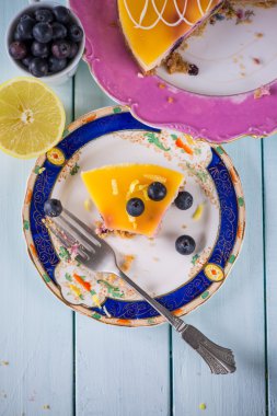 limon pasta dilimi üzerinde Üstten Görünüm