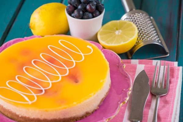 Zelfgemaakte citroen Cheesecake — Stockfoto