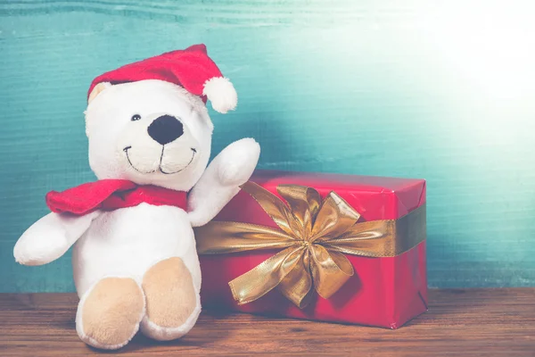 Christmas happy teddy bear in vintage style — Stock Photo, Image