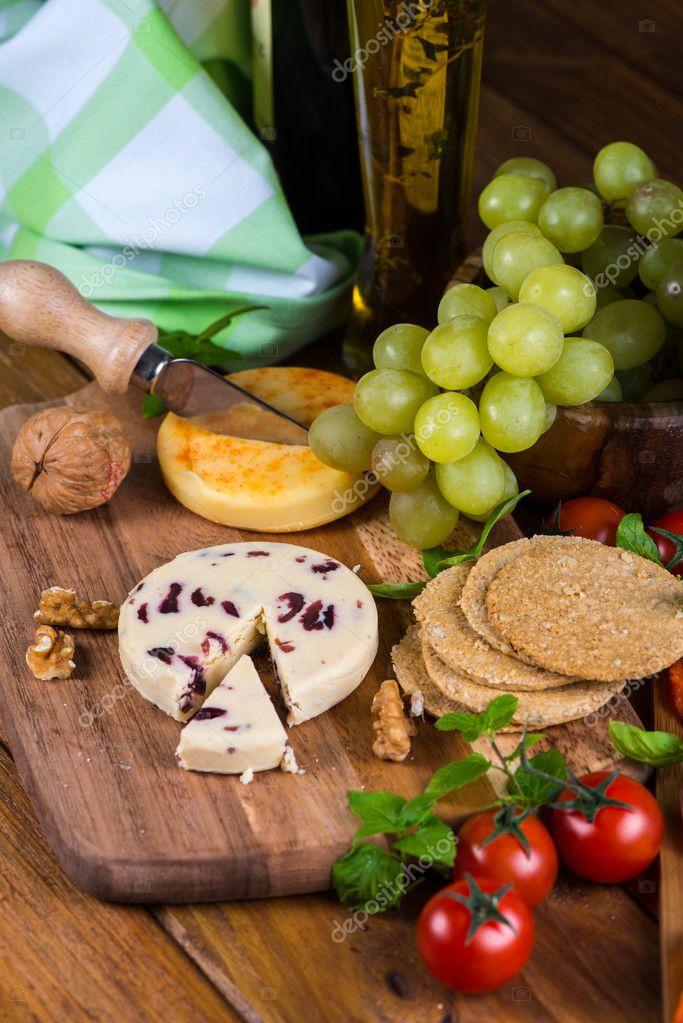 White Soft Stilton Cheese Cranberry Oat Cakes — Stock Photo © merc67