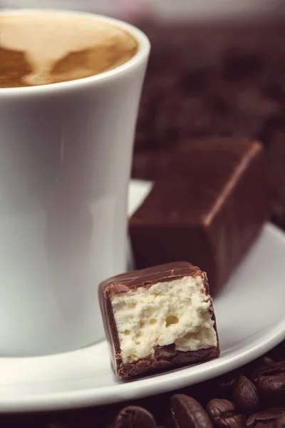 Draufsicht Auf Kaffee Mit Schokolade — Stockfoto