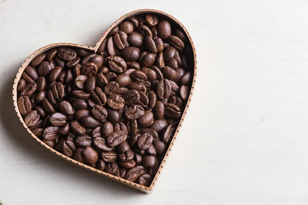 I love fresh morning coffee, roasted coffee beans in heart shape