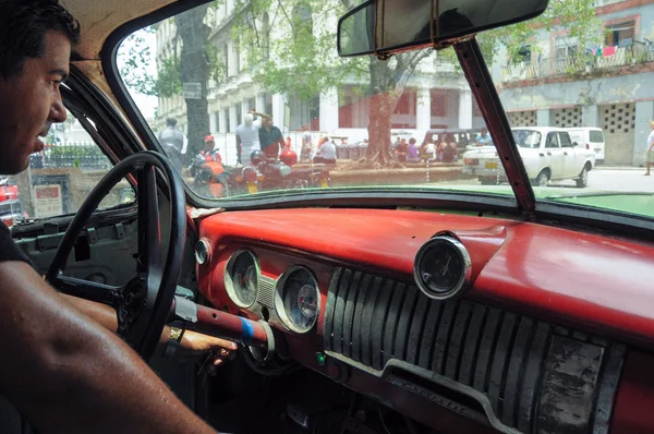 Havana Cuba May 2013 Young Cuban Male Sitting Old Classic — Stock Photo, Image