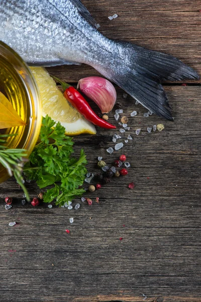 Пищевой Фон Свежей Рыбы Концепция Приготовления Пищи — стоковое фото
