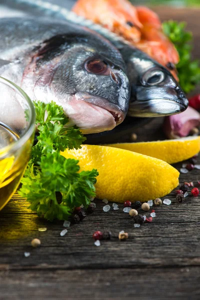 Food Background Fresh Fish Herbs Cooking Concept — Stock Photo, Image