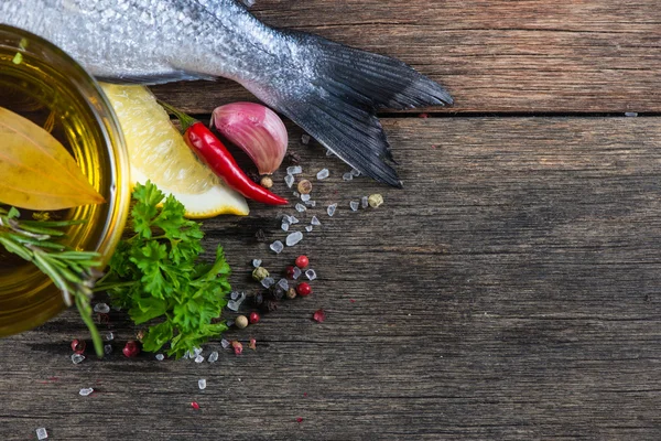 Contexte alimentaire du poisson frais, concept de cuisson — Photo