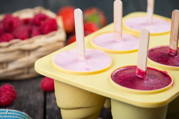 Homemade summer fruit lolly pops — Stock Photo, Image