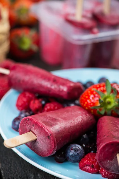 Homemade organic summer fruit ice cream — Stock Photo, Image