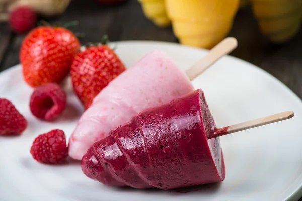 Homemade organic summer fruit ice cream — Stock Photo, Image