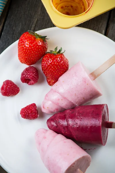 Frutas de verano caseras lolly pops hielo — Foto de Stock