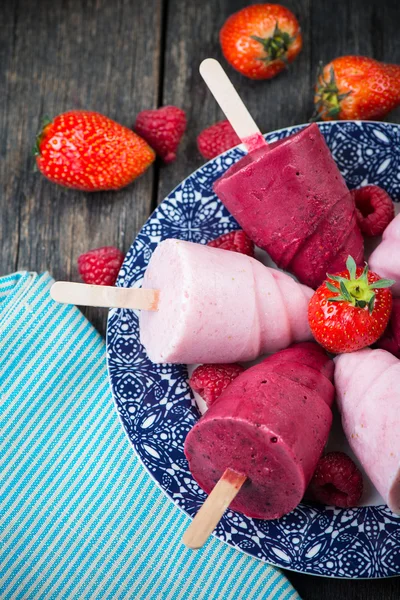 Frutas de verão caseiro pipocas gelado — Fotografia de Stock