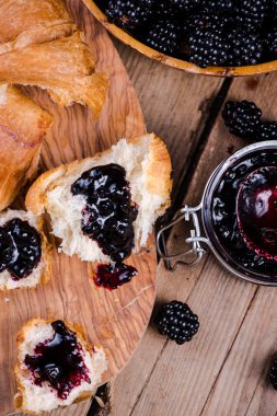 Homemade blackberry jam for breakfast