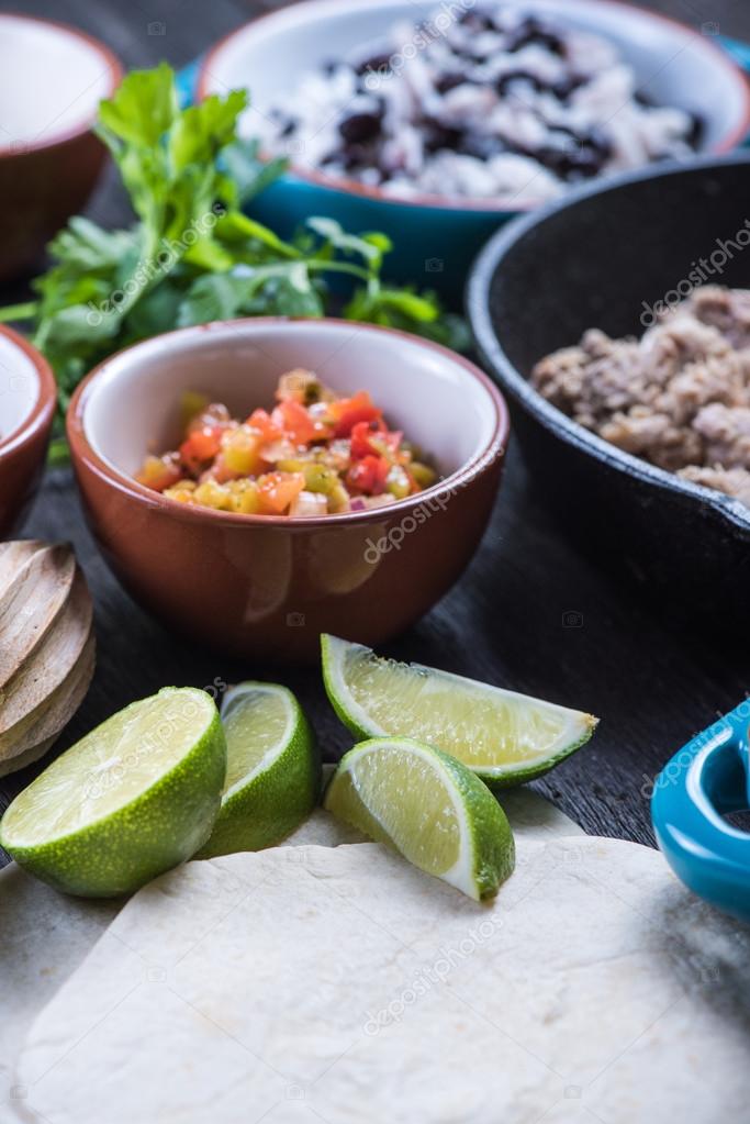 Ingredients for traditional mexican burrito — Stock Photo © merc67 83065626