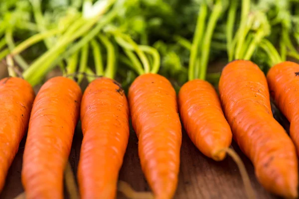 Food background, farm fresh vibrant carrots — Stockfoto