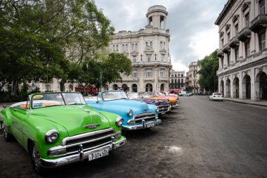Havana, Cuba - September 22, 2015: Classic american car parked o clipart
