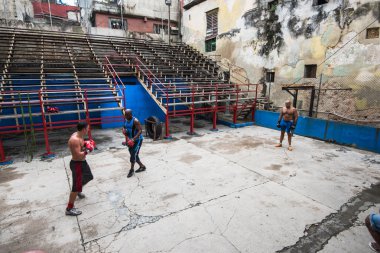 Young boxers train in boxing school in Havana,Cuba.