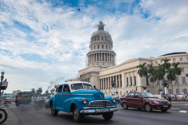 Classic american car and Capitolio landmark in Havana,Cuba
