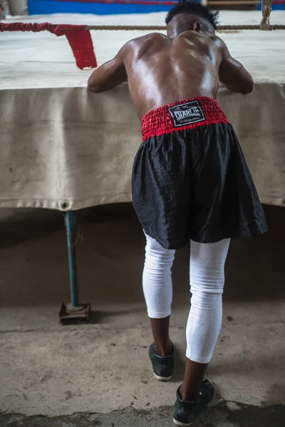 Jóvenes boxeadores entrenan en escuela de boxeo en La Habana, Cuba . —  Fotos de Stock