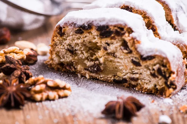 Tradizionale torta stollen Natale — Foto Stock