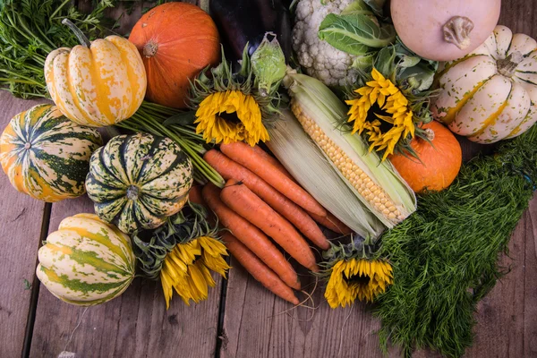 Čerstvý Místního Trhu Podzimní Zeleniny Slunečnice — Stock fotografie