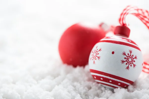 Vintage Christmas ball on snow background — Stock Photo, Image