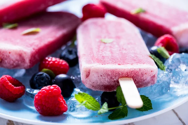 Refreshing popsicle with berry fruits — Stock Photo, Image