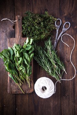 Ev bahçe taze otlar demet