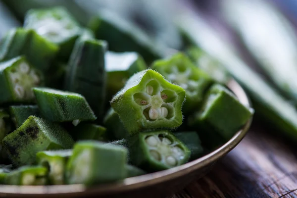 Sliced fresh okra — Stock Photo, Image