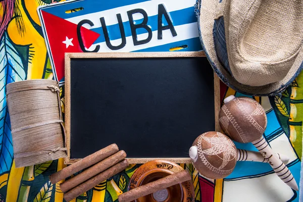 Oggetti relativi a Cuba viaggiare con spazio di copia — Foto Stock